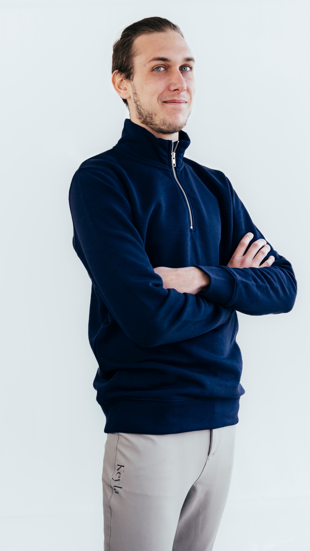 BARHAIM - SWEAT ZIP HOMME BLEU MARINE