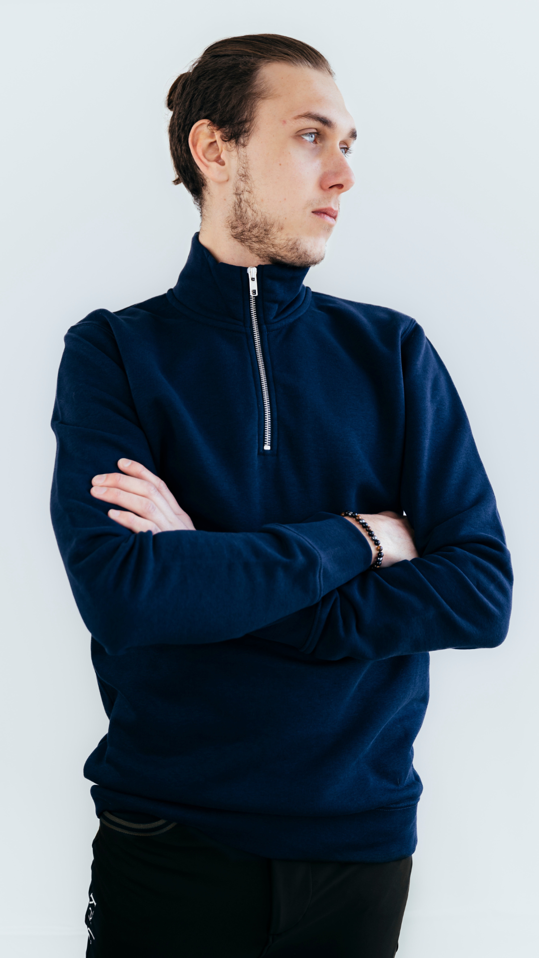 BARHAIM - SWEAT ZIP HOMME BLEU MARINE